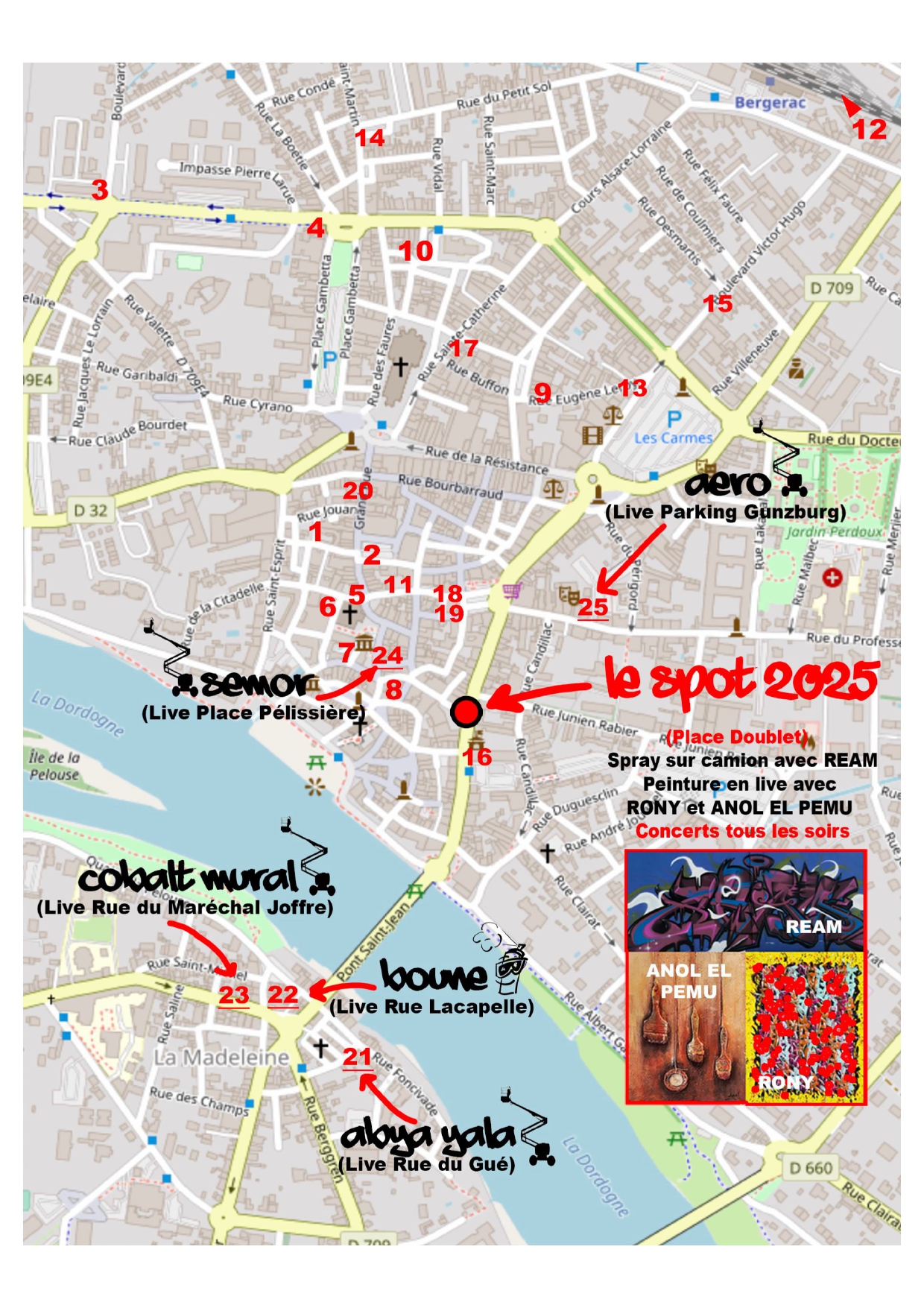 Carte des spots du festival